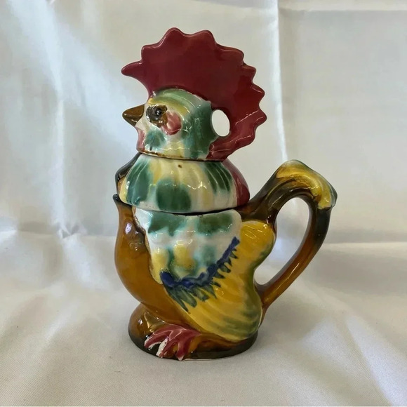 Vintage Japanese Stacking Rooster Tea Set Majolica - Picture 4 of 9
